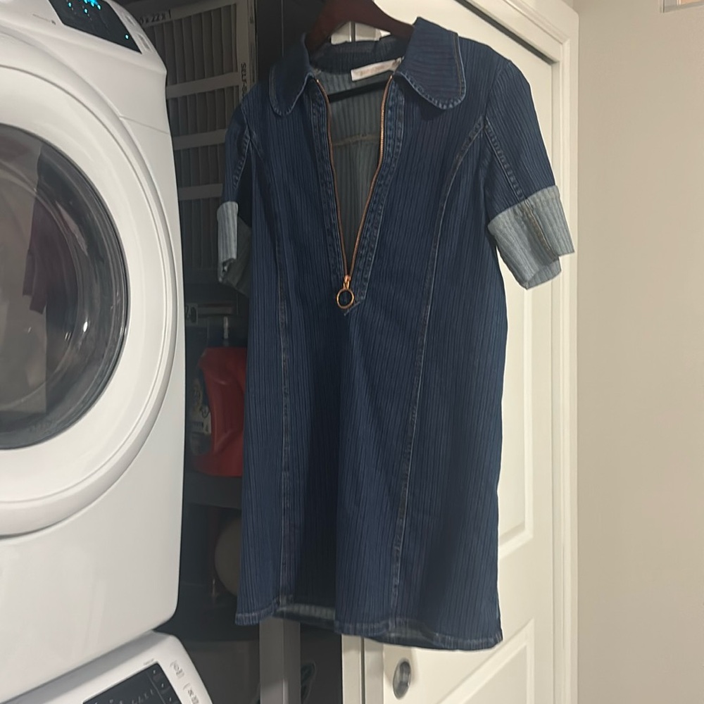 See By Chloe denim collared zipper dress